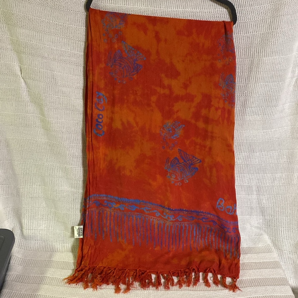 Sarong 64X44 Island dreams Coco Cay Bahamas 100% Rayon with tassels